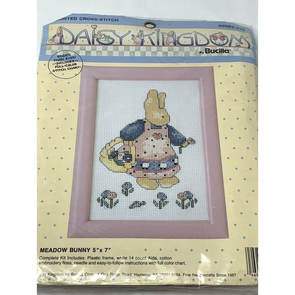 Daisy Kingdom Meadow Bunny Bucilla Counted Cross Stitch Kit W Frame 5x7 1991